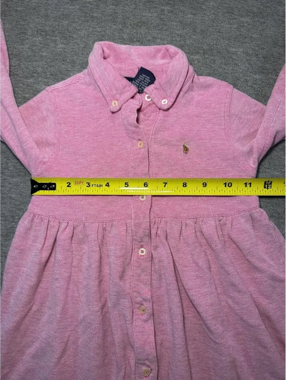 Ralph Lauren Toddler Girls Knit Dress-Pink/Long sleeve/4T/Preppy/Button Down
